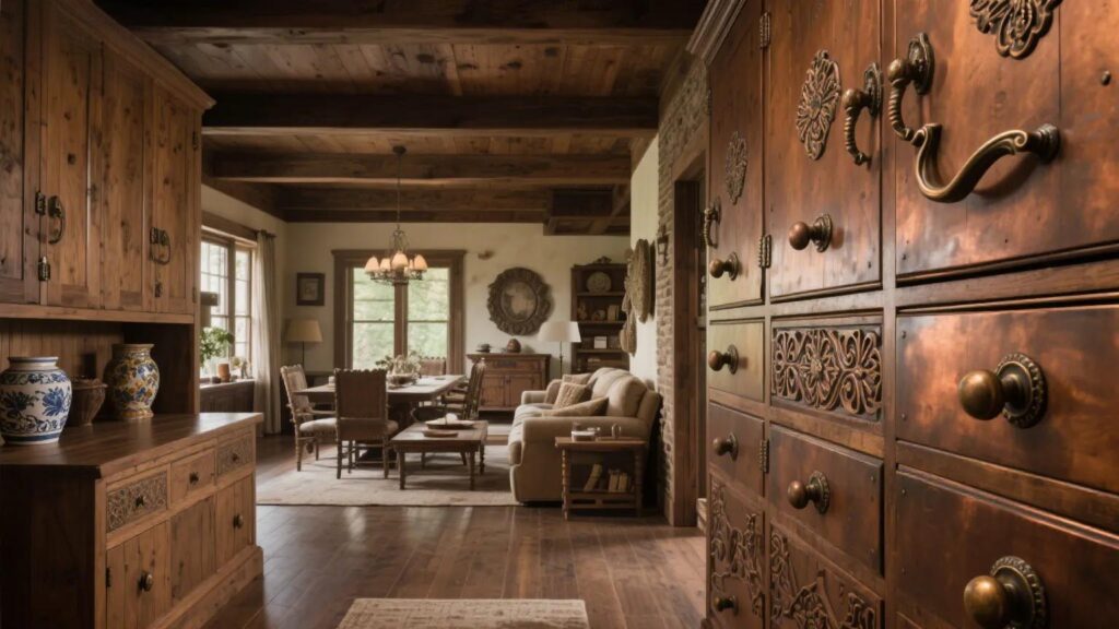 Which style pairs best with American farmhouse-style cabinets?