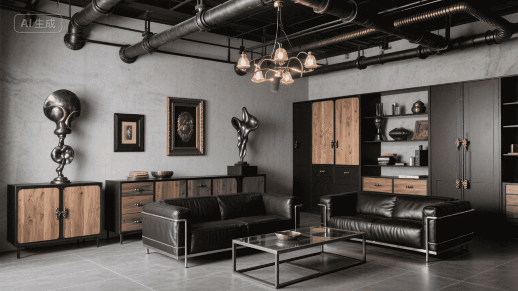 Which handles work well with industrial-style cabinets?