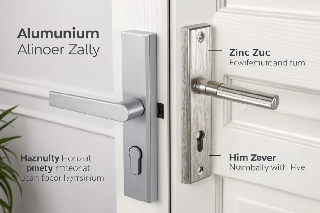 aluminium vs zinc door handles alt with keywords